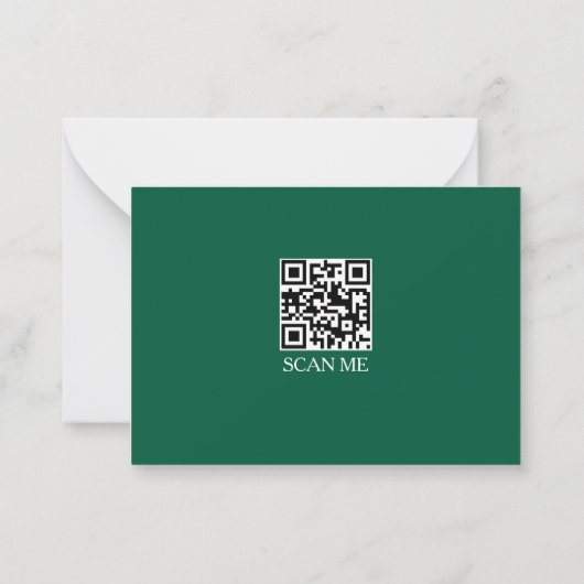 Forest Green three Border Monogram Note Card ノートカード (裏面)