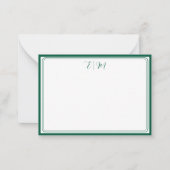 Forest Green three Border Monogram Note Card ノートカード (正面)