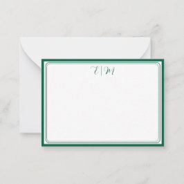 Forest Green three Border Monogram Note Card ノートカード