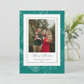 Forest Green Vintage Botanical Christmas Photo シーズンカード (スタンド正面)