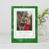 Forest Green Vintage Botanical Christmas Photo シーズンカード (スタンド正面)