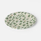 Forest Green Watercolor Alphabet ペーパープレート (アングル)