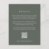 Forest Green Wedding Details Card with QR Code エンクロージャーカード (正面)
