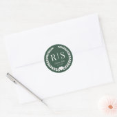 Forest Green Wedding Monogram Initials ラウンドシール (封筒)