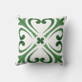 Forest Green & White Moroccan Azulejo クッション (裏面)