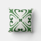 Forest Green & White Moroccan Azulejo クッション (正面)