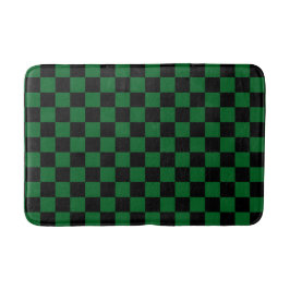 Forest Green with Black Square Pattern バスマット