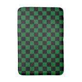 Forest Green with Black Square Pattern バスマット (正面縦)