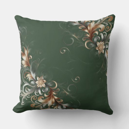 Forest Green with Gold And Silver クッション (正面)