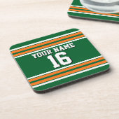 Forest Green with Orange White Stripes Team Jersey コースター (左側)