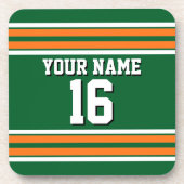 Forest Green with Orange White Stripes Team Jersey コースター (正面)