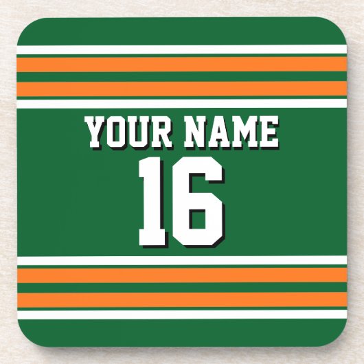 Forest Green with Orange White Stripes Team Jersey コースター (正面)