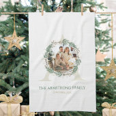 Forest Green Wreath Monogram Home Accent キッチンタオル