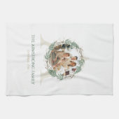 Forest Green Wreath Monogram Home Accent キッチンタオル (横)