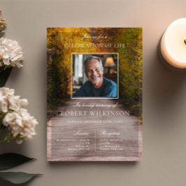 Forest greenery celebration of life Funeral Photo 招待状