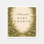Forest Greenery Storybook Baby Shower スタンダードカクテルナプキン (正面)