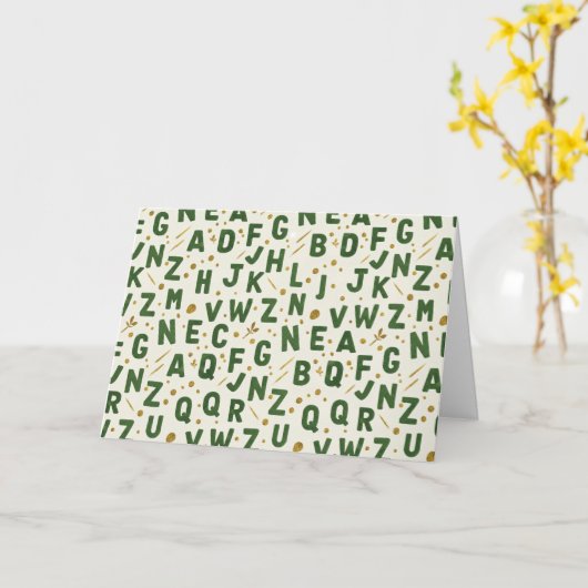 Forest Grove Dark Green Artisan Alphabet カード (黄色い花)
