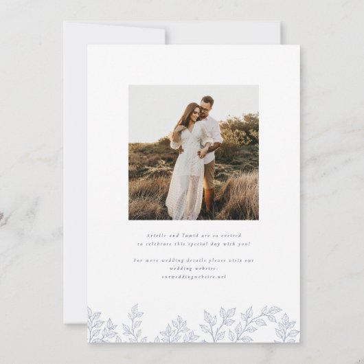 Forest Grove Dusty Blue Photo Save the Date 招待状 (裏面)