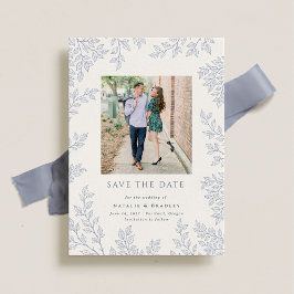 Forest Grove Dusty Blue Photo Save the Date 招待状