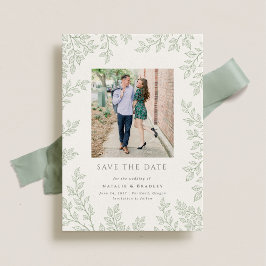 Forest Grove Sage Green Photo Save the Date 招待状