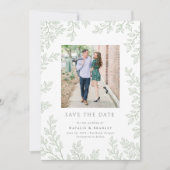 Forest Grove Sage Green Photo Save the Date 招待状 (正面)
