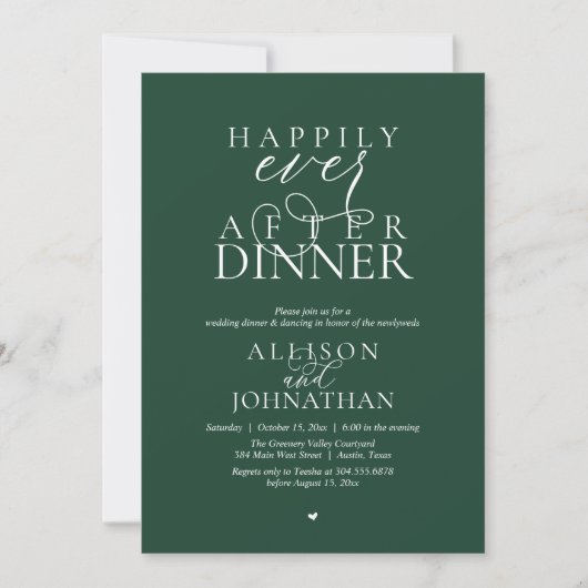 Forest Happily Ever After Dinner Modern Wedding 招待状 (正面)