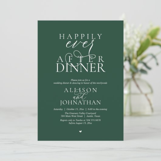 Forest Happily Ever After Dinner Modern Wedding 招待状 (スタンド正面)