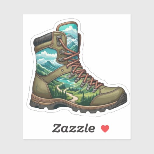 Forest Hiking Boot Vinyl Sticker | Die-Cut Sticker シール (シート)