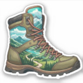 Forest Hiking Boot Vinyl Sticker | Die-Cut Sticker シール (正面)