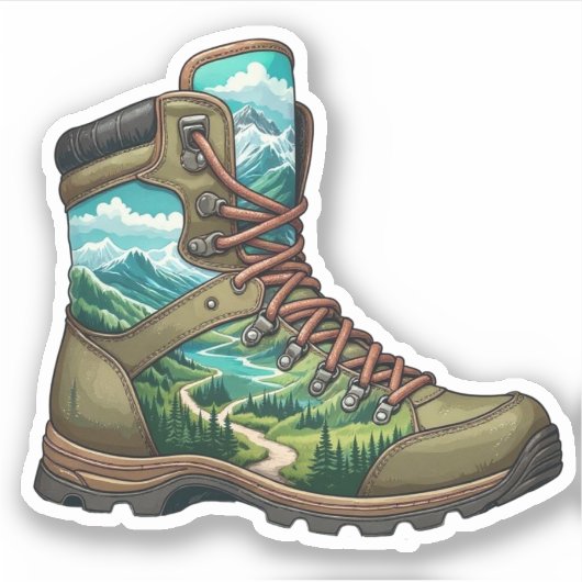 Forest Hiking Boot Vinyl Sticker | Die-Cut Sticker シール (正面)