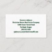 Forest Home Real Estate Company Custom Realtor 名刺 (裏面)