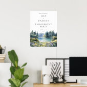 Forest Lake Floral Engagement Party Welcome Sign ポスター (ホームオフィス)