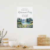 Forest Lakeside Retirement Party Welcome Sign ポスター (キッチン)