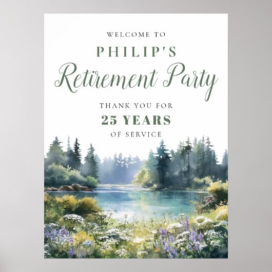 Forest Lakeside Retirement Party Welcome Sign ポスター (正面)