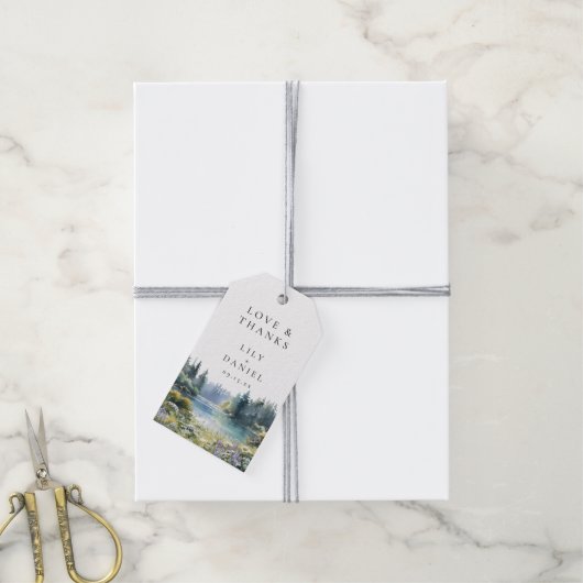 Forest Lakeside Wildflower Floral Wedding ギフトタグ (より糸付き)