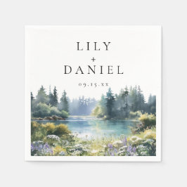 Forest Lakeside Wildflower Floral Wedding スタンダードカクテルナプキン