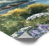 Forest Lakeside Wildflowers Wedding Seating Chart ポスター (角)