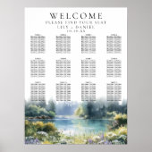 Forest Lakeside Wildflowers Wedding Seating Chart ポスター (正面)