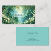 Forest Landscape Waterfall White Rose Floral 名刺 (正面/裏面)