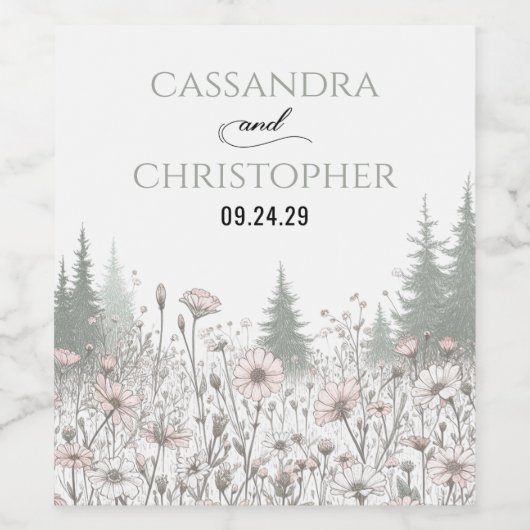 Forest Meadow Wedding ワインラベル (シングルラベル)