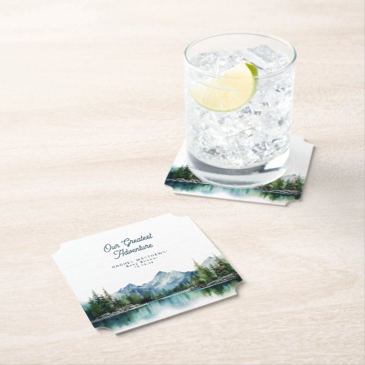 Forest Mountain Rustic Adventure Baby Shower  ペーパーコースター (インサイチュ)