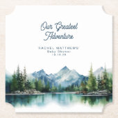 Forest Mountain Rustic Adventure Baby Shower  ペーパーコースター (正面)
