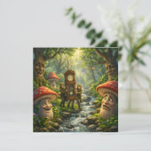 Forest mushroom and gnome clock birthday card カード (スタンド正面)