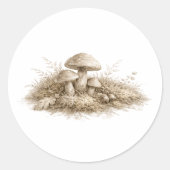 Forest Mushrooms in Bloom Soft Monochrome on  ラウンドシール (正面)