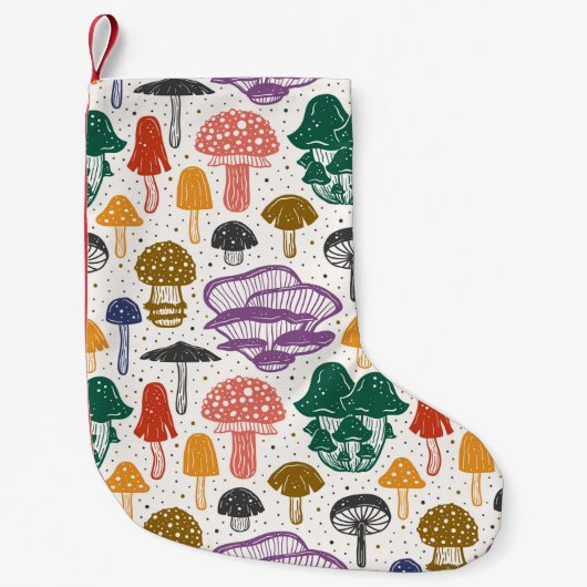 Forest mushrooms. Seamless pattern, texture, backg スモールクリスマスストッキング (正面)