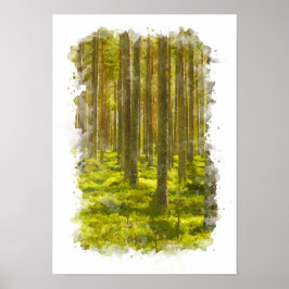 Forest Nature Landscape - Watercolor Poster ポスター