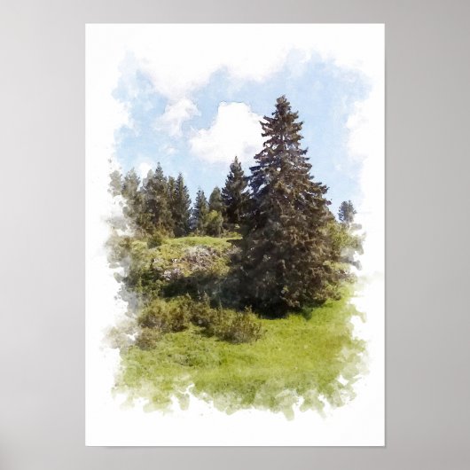 Forest Nature Landscape - Watercolor Poster ポスター (正面)