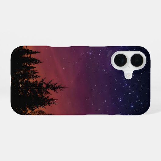 Forest Night Sky Nature with Starry Woodland Scene iPhone 16ケース (裏面横)