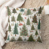 Forest of Christmas Trees with Ornaments Pillow クッション (ブランケット)