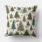 Forest of Christmas Trees with Ornaments Pillow クッション (正面)